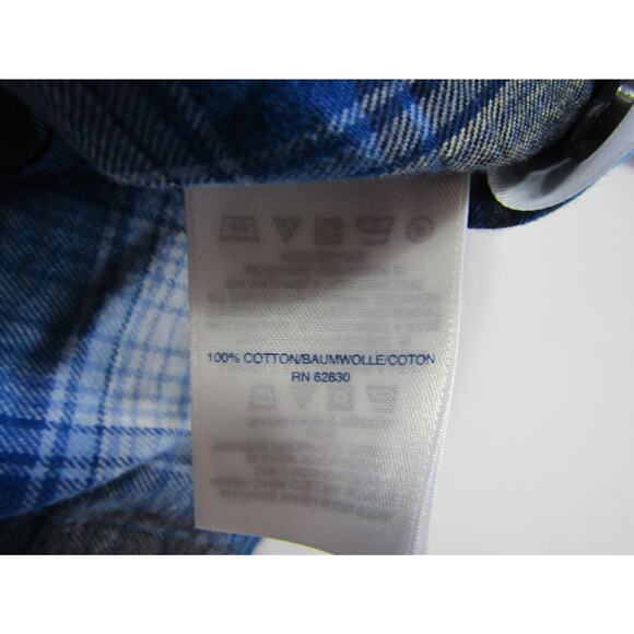 Lands'End Blue Plaid Top size 14 Boho Country Barn Aquestrian Outdoor Nautical - Picture 7 of 7